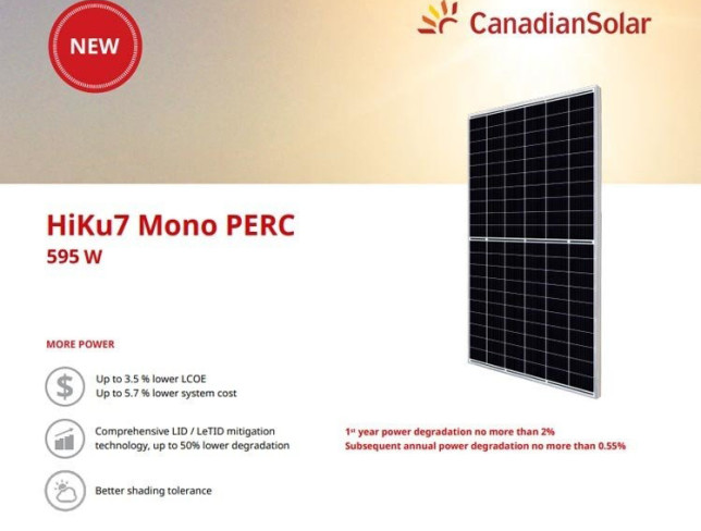 Solar electric panel monocrystalline Canadian Solar 595W (on request) photo